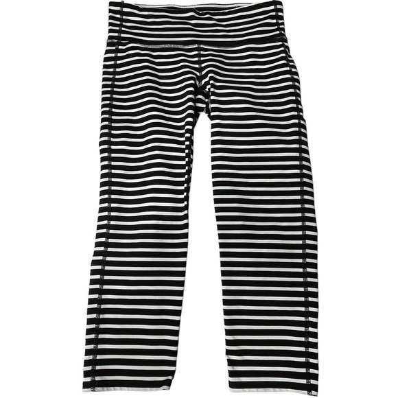 Athleta crop leggings black and white stripe small - Picture 1 of 10